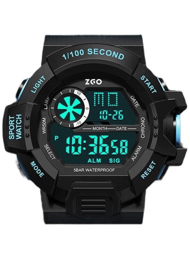 ZGO Children'S Watch For Boys, Middle School Students, Waterproof, Luminous, Electronic Watch Strap, Alarm Clock, Multifunctional Sports Wristwatch, 793 Black Gold - Image 2