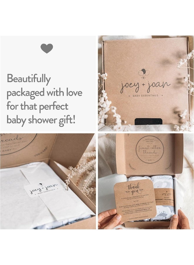 Joey + Joan Bassinet Fitted Sheets for Delta Children and Simmons Kids Bassinet - Fits 16 x 32 Inch Oval Bassinet Mattress Pad - Snuggly Soft 100% Jersey Cotton - Farm Animals - 2 Pack - Image 4