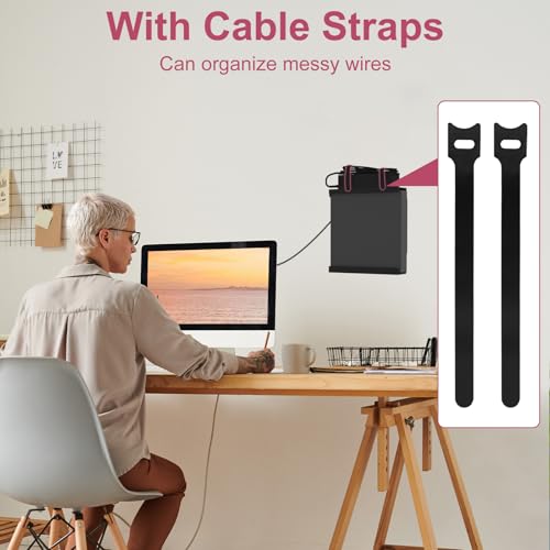 Varghesyla Mount for Lenovo ThinkCentre Tiny Mini PC Wall VESA and Under Desk Mount for Lenovo ThinkCentre M60q M70q M75q M80q M90q Tiny Desktops Mini PC Wall Mount Bracket for Lenovo with Screws and Straps - Image 5