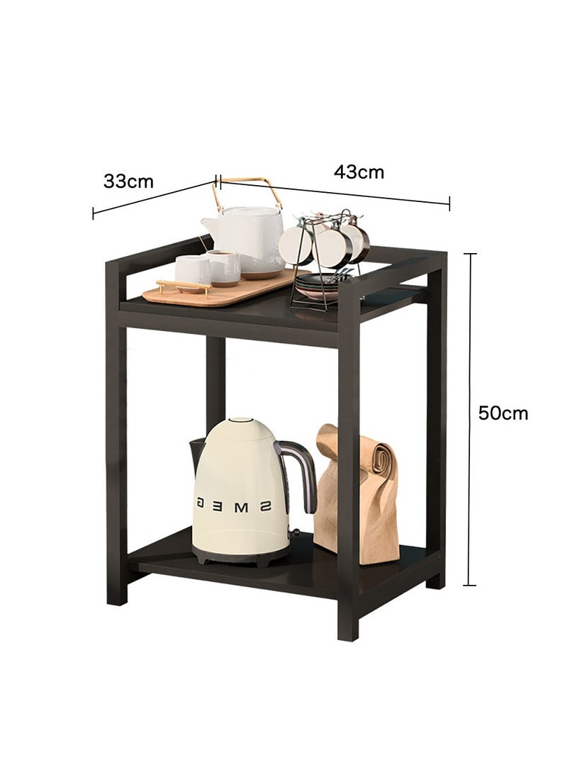 2pcs Side Tables Double Layer Small End Table Nightstand Set of 2 Sofa Service Table for Home Living Room and Bedroom Rustic Black