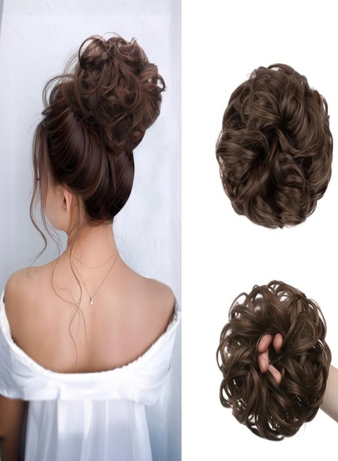 VIVIAN 1PCS Messy Bun Hair Piece Synthetic Hair Extension With Elastic Rubber Band (Brown, Pack of 1) - Image 1