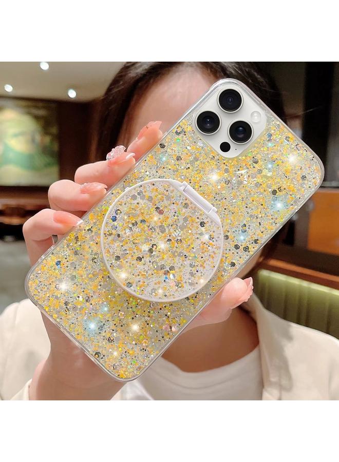 Zaboon Case For iPhone 12 Pro Max Starry Sequin Round Mirror Stand Epoxy TPU Phone Case - Image 1