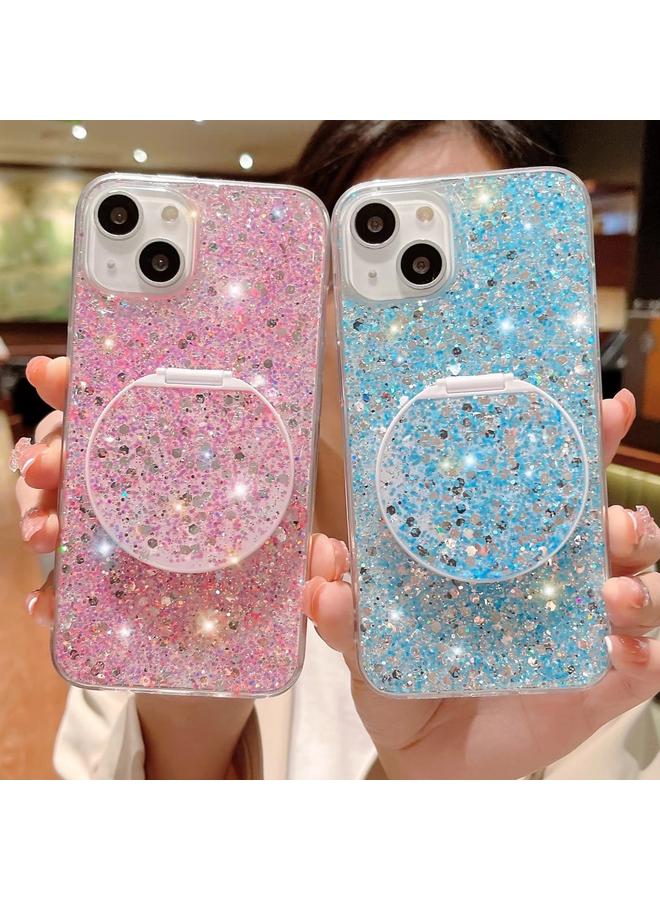 Zaboon Case For iPhone 12 Pro Max Starry Sequin Round Mirror Stand Epoxy TPU Phone Case - Image 3