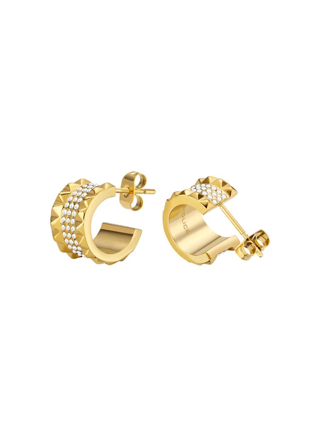 POLICE Barrel Earring for Women Gold Plating with crystals