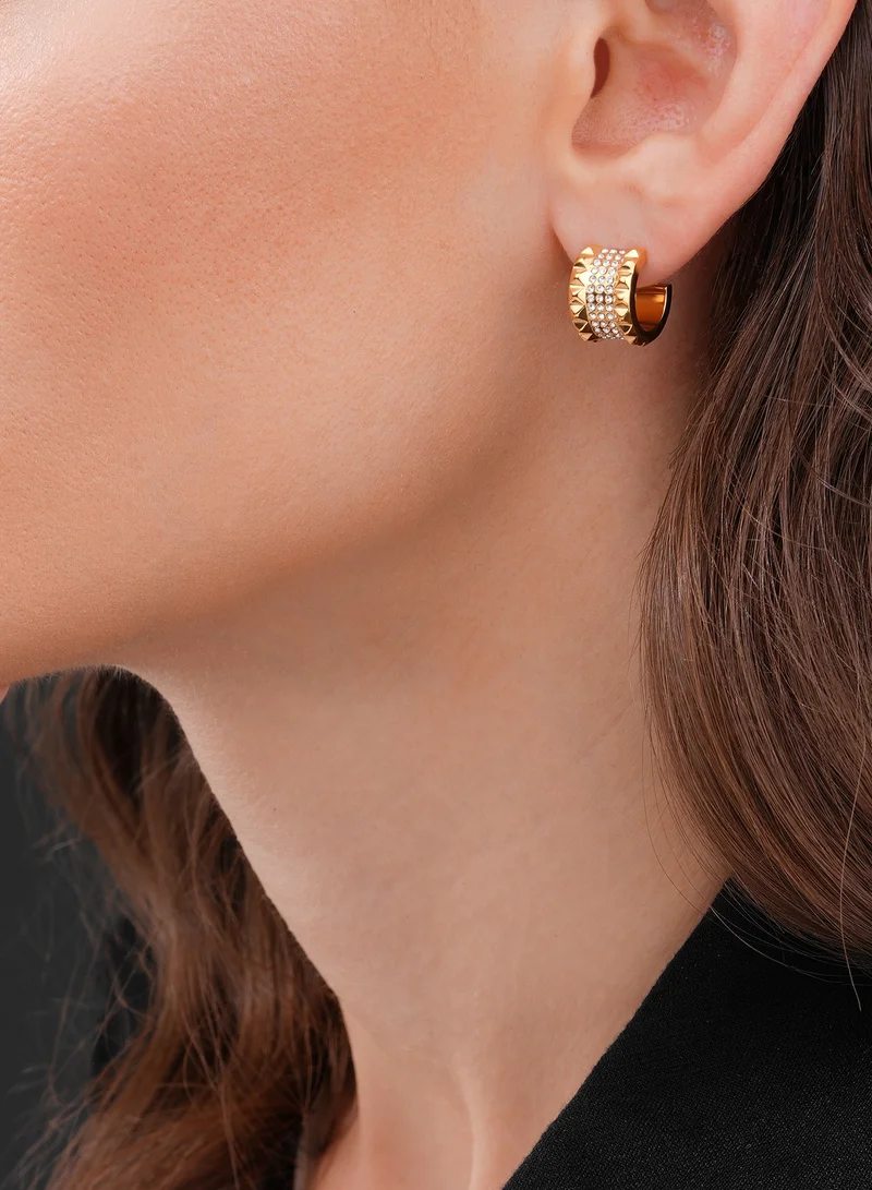 POLICE Barrel Earring for Women Gold Plating with crystals