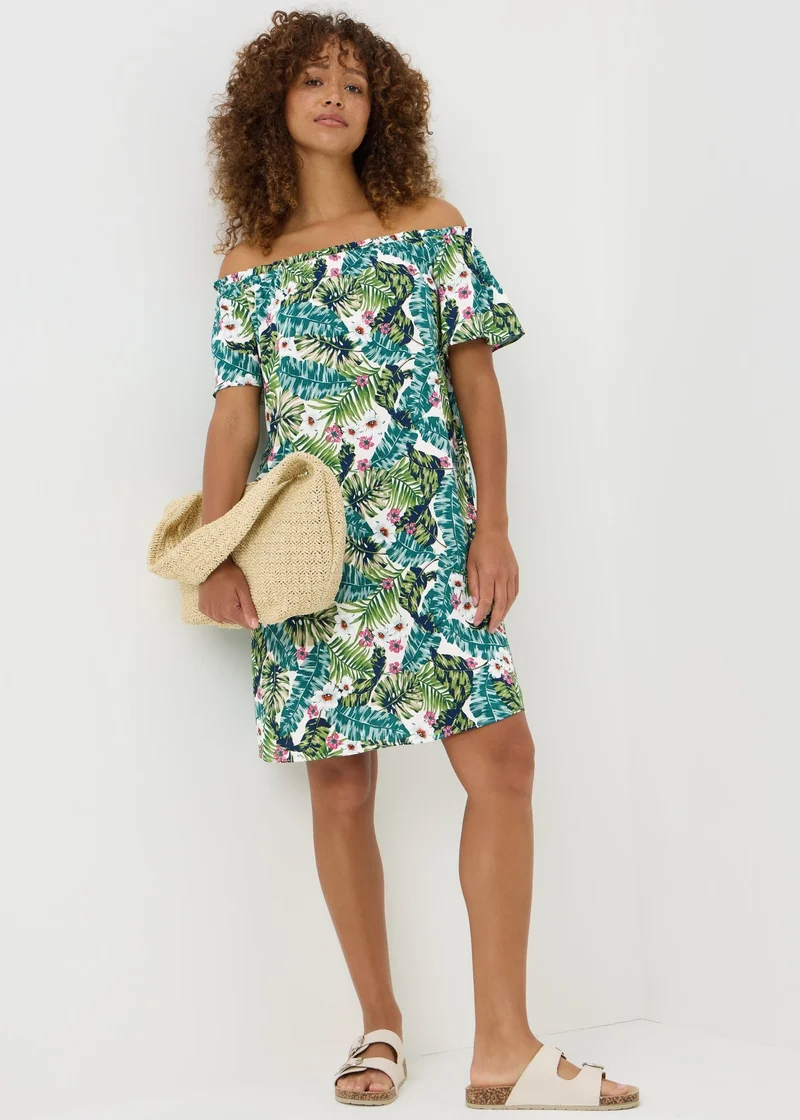 Matalan Tropical Floral Print Bardot Mini Dress