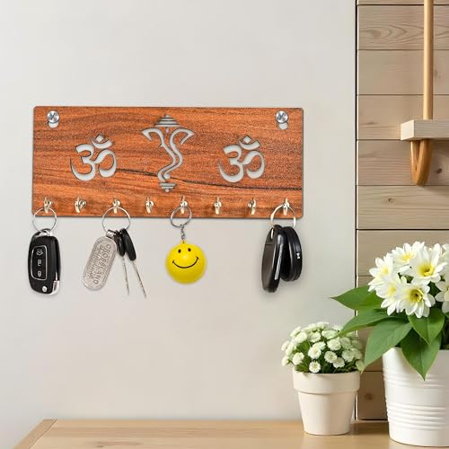 Rousrie Key Holder for Home Decor Stylish | Key Hangers for Wall | Wooden Key Stand for Wall with 9 Hooks (Small) - Image 1