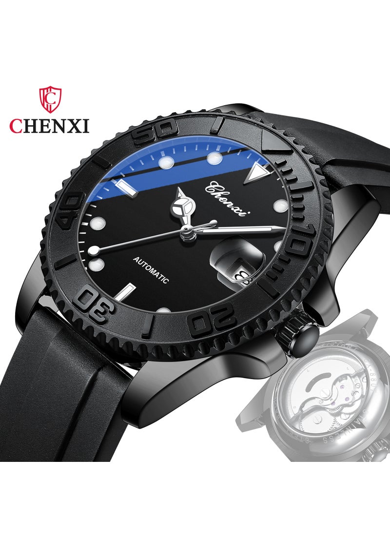 Generic - New Dawn Automatic Mechanical Mens Watch Calendar Luminous Waterproof Black black shell - Image 1