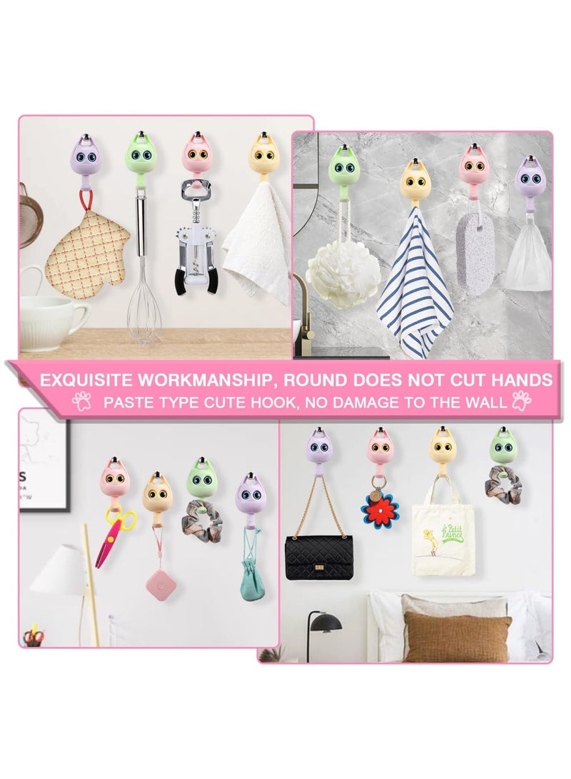 Creative Winking Cat Adhesive Coat Hook, 4Pcs - Cute Multifunctional Cat Hooks for Hanging Towels, Hats, Coats, Bags, Belts, Keys - Wall Hanging Decorations, Carry Up to 5.5 LBS(4 Color) - Image 3