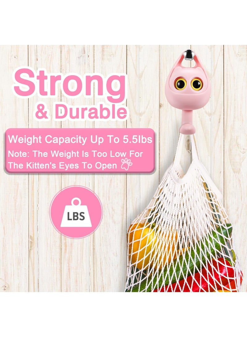Creative Winking Cat Adhesive Coat Hook, 4Pcs - Cute Multifunctional Cat Hooks for Hanging Towels, Hats, Coats, Bags, Belts, Keys - Wall Hanging Decorations, Carry Up to 5.5 LBS(4 Color) - Image 5