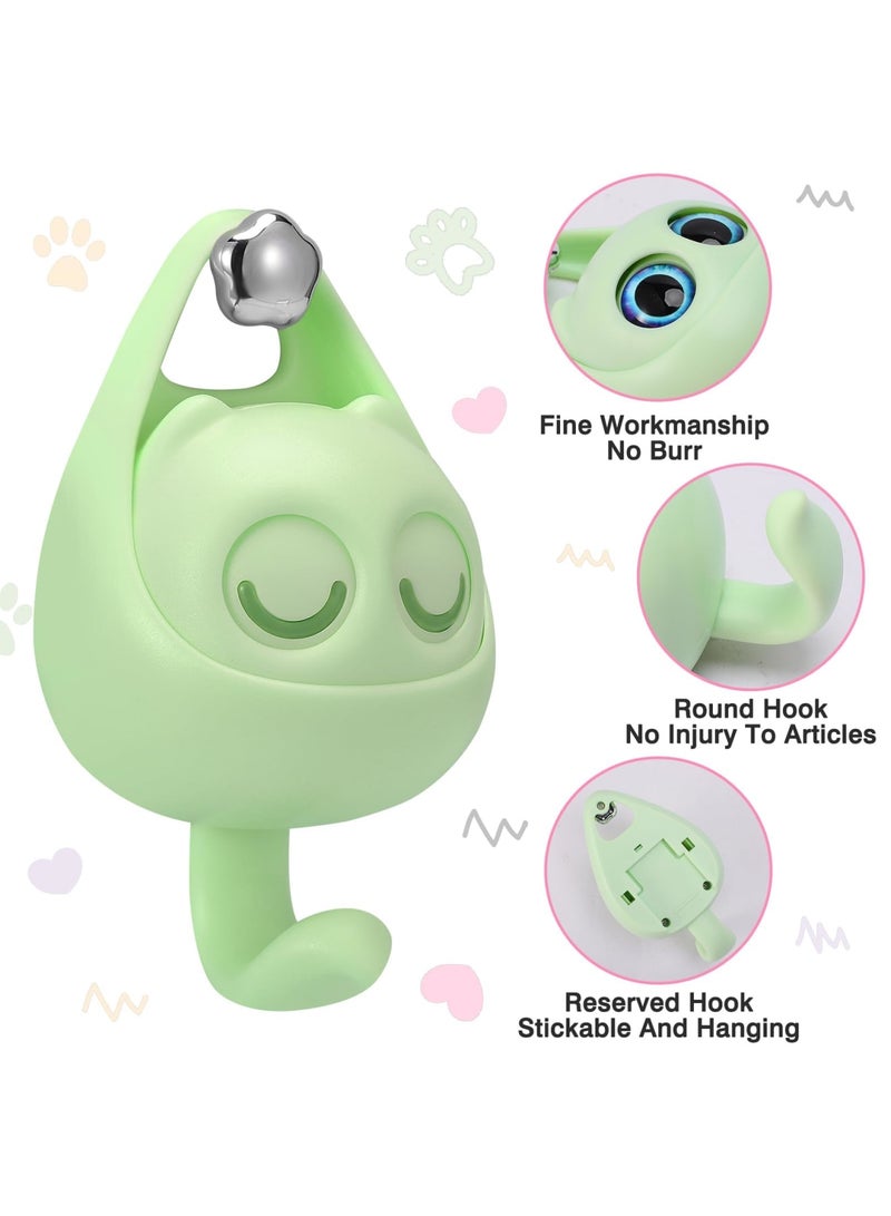 Creative Winking Cat Adhesive Coat Hook, 4Pcs - Cute Multifunctional Cat Hooks for Hanging Towels, Hats, Coats, Bags, Belts, Keys - Wall Hanging Decorations, Carry Up to 5.5 LBS(4 Color) - Image 4