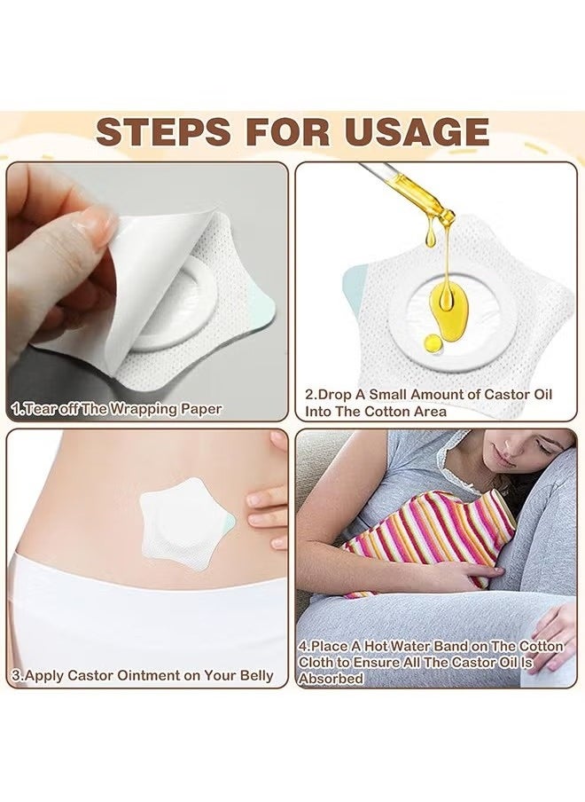 Generic 30 Pcs Castor Oil Pack Wrap, Star Ahape Castor Oil Patches, Self-Adhesive Castor Oil Compress Wrap Pads  - Image 4