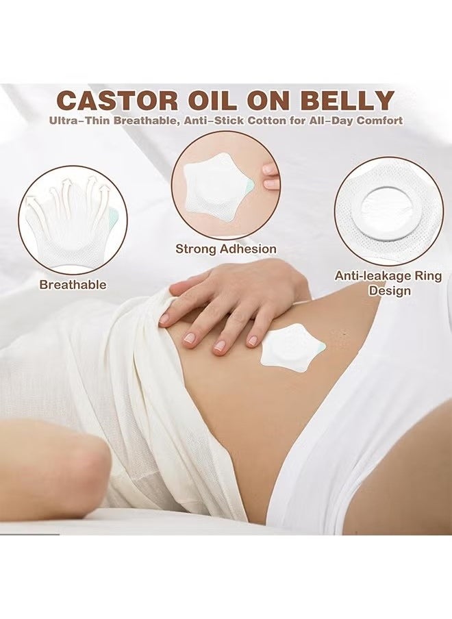 Generic 30 Pcs Castor Oil Pack Wrap, Star Ahape Castor Oil Patches, Self-Adhesive Castor Oil Compress Wrap Pads  - Image 5