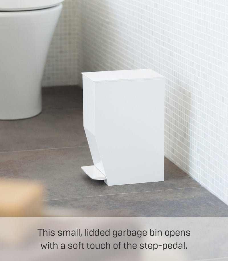 YAMAZAKI Home Tower Sanitary Step Trash Can - Small Space Waste Bin for Bathroom Kitchen - Abs Plastic - 1 Gallon, 3.9 Liters - Image 3