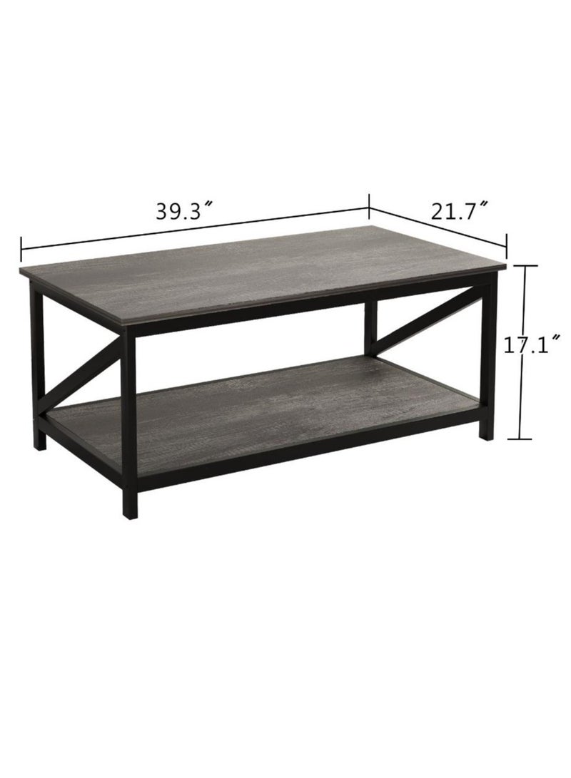 Golden Coffee Table with Storage Shelft and 2 Tier Storage Shelf, Wooden Furniture, Dining Table for Home Living Room, Office, Desktop with Storage Shelf Modern Design Home Furniture, 100x55cm - Image 3