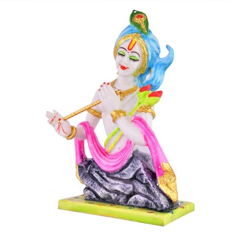 CraftVatika Polymarble Krishna Idol Statue,Elegant Showpiece,Big Size for Home Decor & Gift,Decoration Item for Home,Housewarming,Anniversary,Wedding Gift Items,Multicolor,17.2cm,9.9cm - Image 5