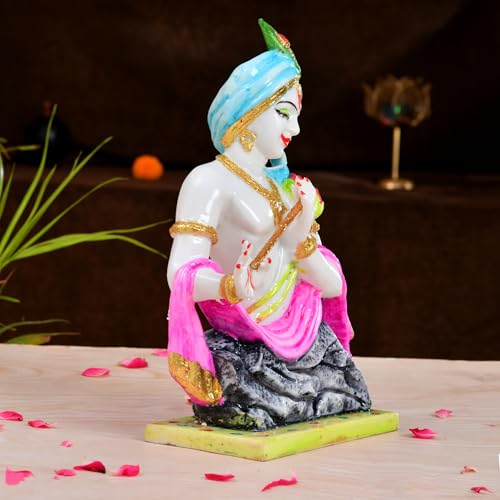 CraftVatika Polymarble Krishna Idol Statue,Elegant Showpiece,Big Size for Home Decor & Gift,Decoration Item for Home,Housewarming,Anniversary,Wedding Gift Items,Multicolor,17.2cm,9.9cm - Image 2