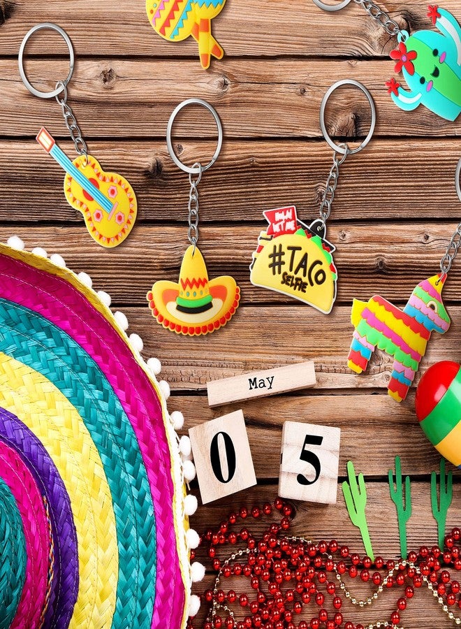 Mtlee 24 Pack Mexican Keychain Fiesta Party Favors - Cactus, Sombrero, Cinco De Mayo, Donkey, Maraca, Taco, Guitar Keychains for Fiesta Themed Party - Image 5