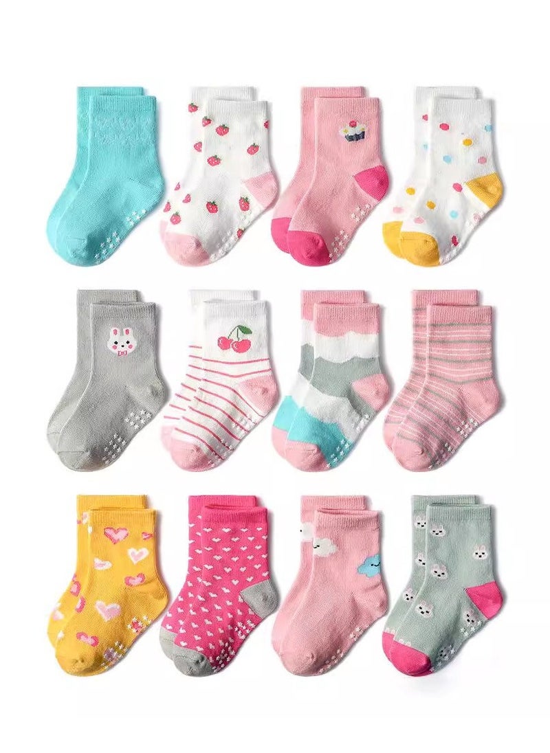 Children's Floor Socks Baby Non-Slip Socks 12 Pairs - Image 1