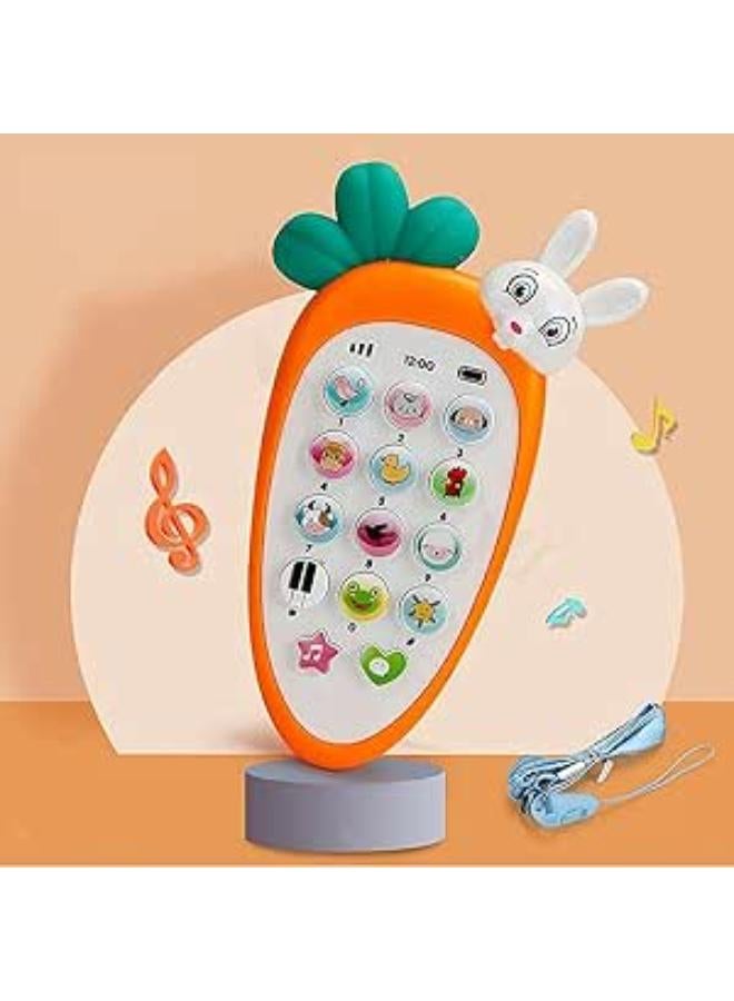 Amitasha Musical Mobile Phone Toy for Kids with Animal Sound, 20 Songs & Chat Button (Orange)