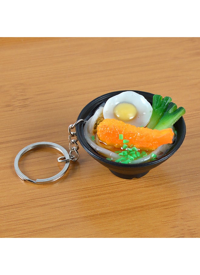 A Generation Of Hair Simulation Udon Noodle Food Play Pendant Creative Simulation Food Bowl Japanese Ramen Model Pendant-Color:Chicken Tail Shrimp Egg Noodles-key Ring-Dimensions:5cm*2cm*2.5cm  - Image 1