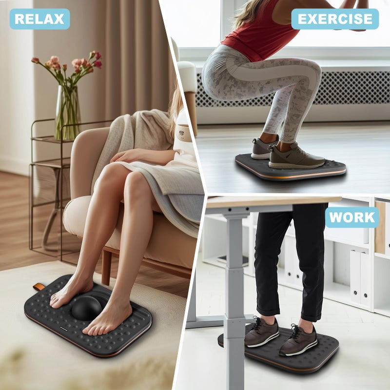 ERGO COLLECT Balance Board For Standing desk, 2-in-1 Dual-Sided Balance Stability Trainer & Anti-Fatigue Standing Mat,Calf Stretcher,Exercise Balance,For Home,Gym,Office - Image 4