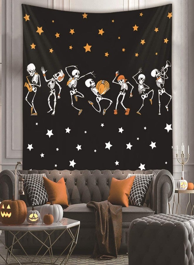 NASKY Halloween Wall Tapestry - Skull Trippy Black and White Wall Hanging for Room Decor (51.2" X 59.1"-(130x150cm)) - Image 1