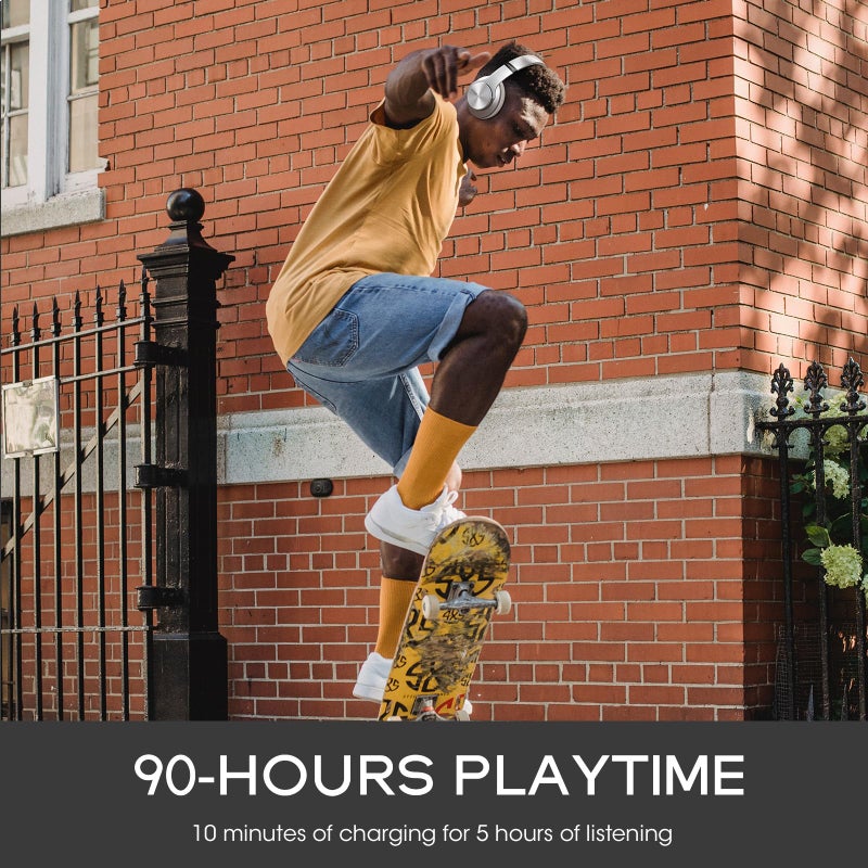 DOQAUS Bluetooth Headphones Over Ear, 90H Playtime, 3 EQ Modes, HiFi Audio, ENC Mic, Reinforced Durable Frame & Soft Earpads for Extended Wear, Phone, PC, Travel - Image 2