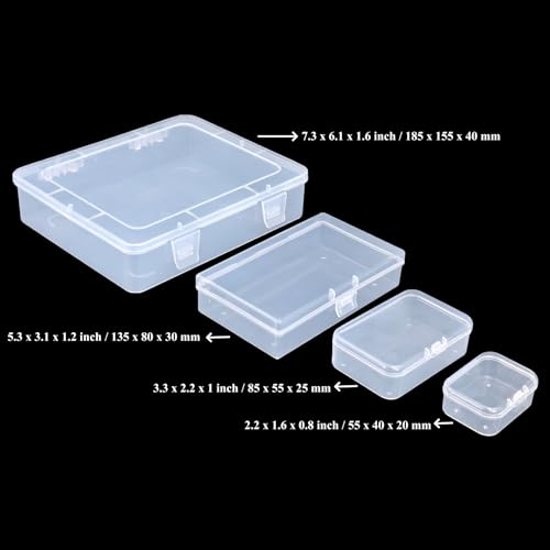 Goodma 28 Pieces Mixed Sizes Rectangular Empty Mini Clear Plastic Organizer Storage Box Containers with Hinged Lids for Small Items and Other Craft Projects - Image 2