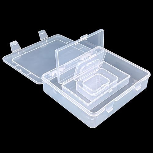 Goodma 28 Pieces Mixed Sizes Rectangular Empty Mini Clear Plastic Organizer Storage Box Containers with Hinged Lids for Small Items and Other Craft Projects - Image 5