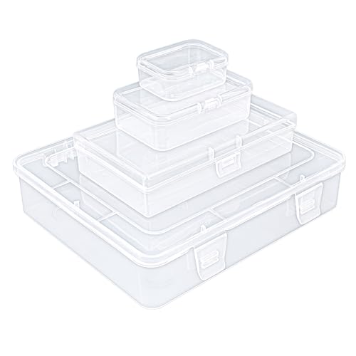 Goodma 28 Pieces Mixed Sizes Rectangular Empty Mini Clear Plastic Organizer Storage Box Containers with Hinged Lids for Small Items and Other Craft Projects - Image 4
