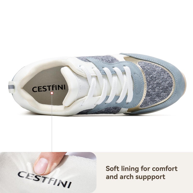 Cestfini Fashion Wedge High Heeled Sneakers for Women, Lace Up Non-Slip Comfortable Sneakers - Image 5