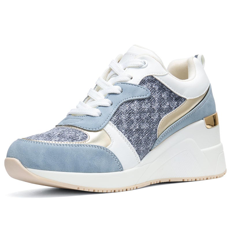 Cestfini Fashion Wedge High Heeled Sneakers for Women, Lace Up Non-Slip Comfortable Sneakers - Image 1
