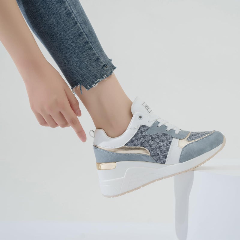 Cestfini Fashion Wedge High Heeled Sneakers for Women, Lace Up Non-Slip Comfortable Sneakers - Image 3