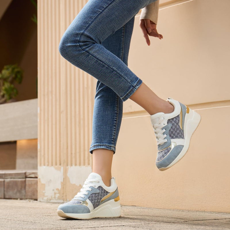 Cestfini Fashion Wedge High Heeled Sneakers for Women, Lace Up Non-Slip Comfortable Sneakers - Image 2