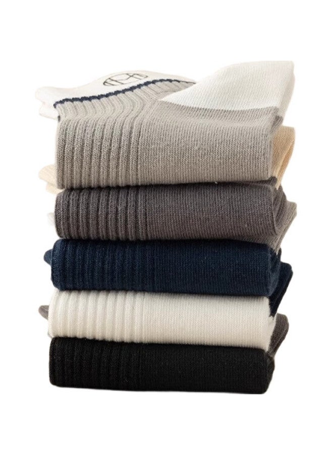 yimian Zhuji Men'S Socks, Short Socks For Autumn And Winter, Breathable And Sweat-Absorbing, Low-Cut Ankle Socks, Solid Color Short Tube Socks, 10 Pairs - Image 3