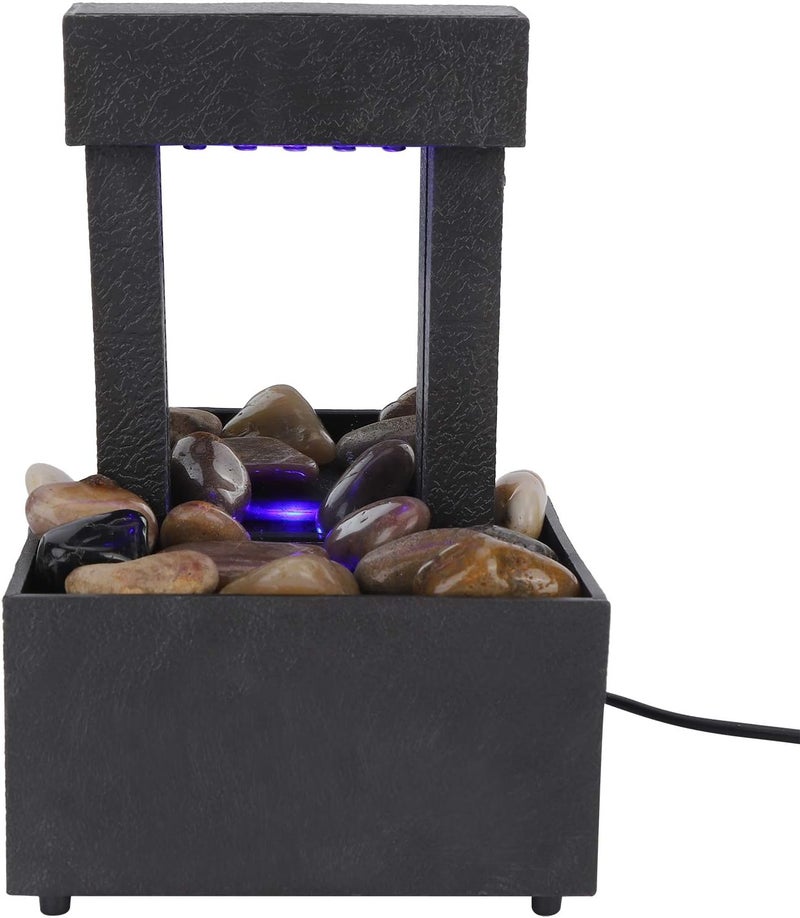 klarako Tabletop Fountain with LED Lights, Lighted Waterfall Desktop Fountain Decorative Indoor USB or Battery Powered Relaxation Water Fountains with Stones for Home Office Living Room Bedroom - Image 1