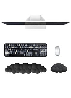 BUPY Keyboard Cloud Wrist Rest Set, PU Memory Foam Non-Slip Cloud Wrist Rest, Soft and Elastic, Ergonomic Keyboard Mouse Wrist Support for Typing Pain Relief, Home Office, Laptop and Computer Use (Black)  - Image 1