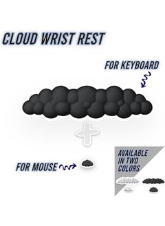 BUPY Keyboard Cloud Wrist Rest Set, PU Memory Foam Non-Slip Cloud Wrist Rest, Soft and Elastic, Ergonomic Keyboard Mouse Wrist Support for Typing Pain Relief, Home Office, Laptop and Computer Use (Black)  - Image 2