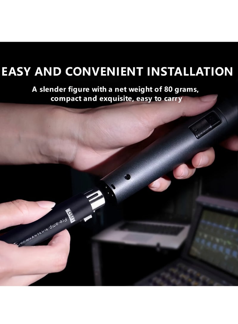 Microphone Preamplifier, 28db Portable Gain Amplifier, High Audio Quality Mic Booster Preamplifier, Active Dynamic Microphone Amplifier For Live Streaming Karaoke Broadcast Studio Vocal Recordings  - Image 2
