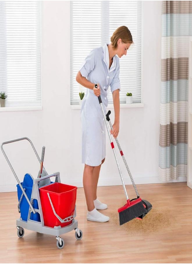 ZALIK - Broom and Dustpan Set - Strongest NO MORE TEARS 80% Heavier Duty - Upright Standing Dust Pan with Extendable Broomstick for Easy Sweeping - Easy Assembly Great Use for Home Kitchen Room Office Lobby - Image 1