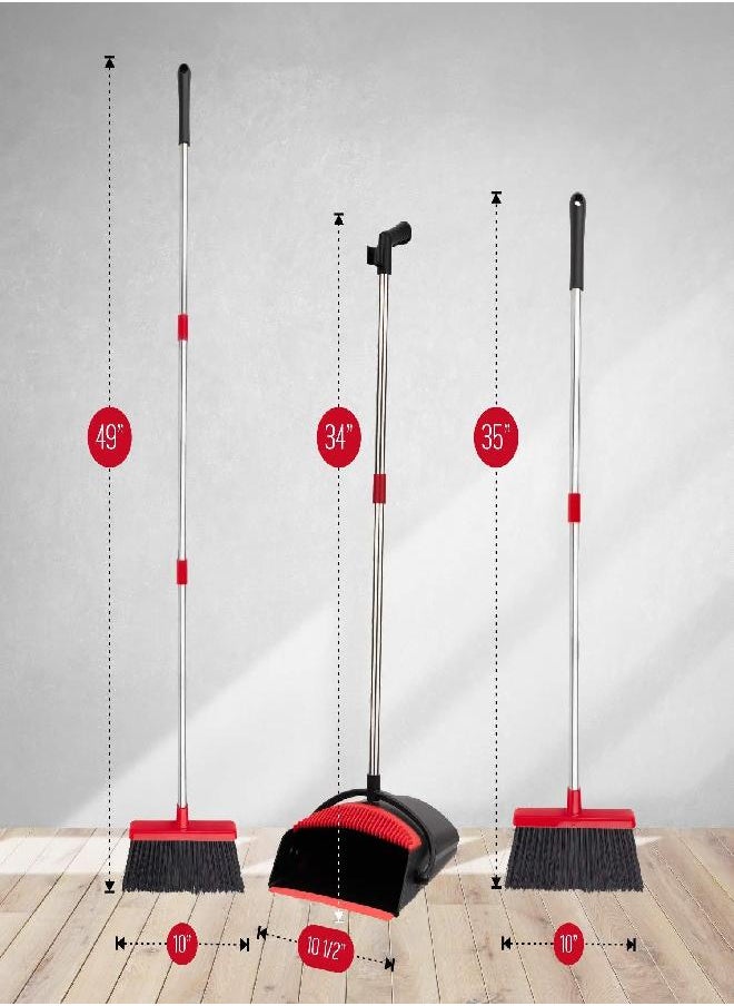 ZALIK - Broom and Dustpan Set - Strongest NO MORE TEARS 80% Heavier Duty - Upright Standing Dust Pan with Extendable Broomstick for Easy Sweeping - Easy Assembly Great Use for Home Kitchen Room Office Lobby - Image 1
