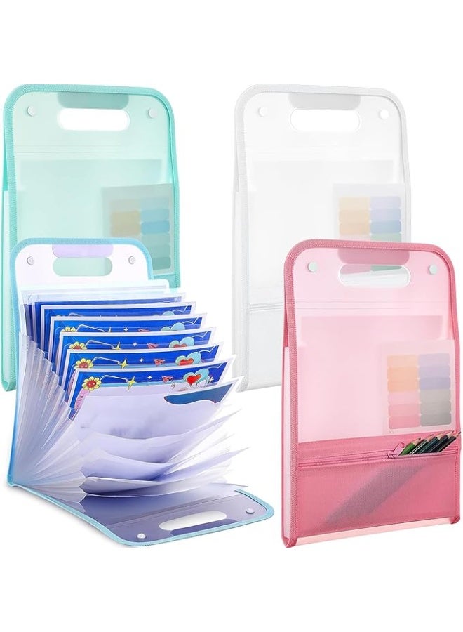 سوبريم مجلد ملف 4pcs a4 ، منظم ملف 13 جيبًا مع تسمية a4 توسيع ملف عمودي مع منظم مستند إيصال محمول للمدرسة المكتبية - Image 1
