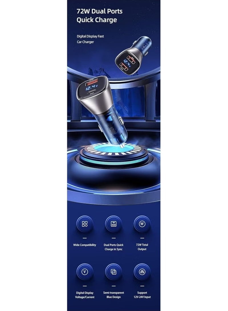 JAJEEK Fast Car Charger 45W with Dual Ports  Digital LED Display, Smart Quick Charge QC 3.0, Universal Compatibility for All Smartphones, Efficient Charging for iPhone, Android & More - Image 5