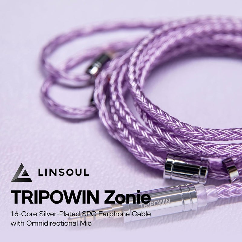 Linsoul Tripowin Zonie IEM Cable - 16 Core Silver Plated Earphone Upgrade, 1.25m SPC for ZS10 PRO, AS10 PRO, ZSN PRO X, Lavender - Image 2