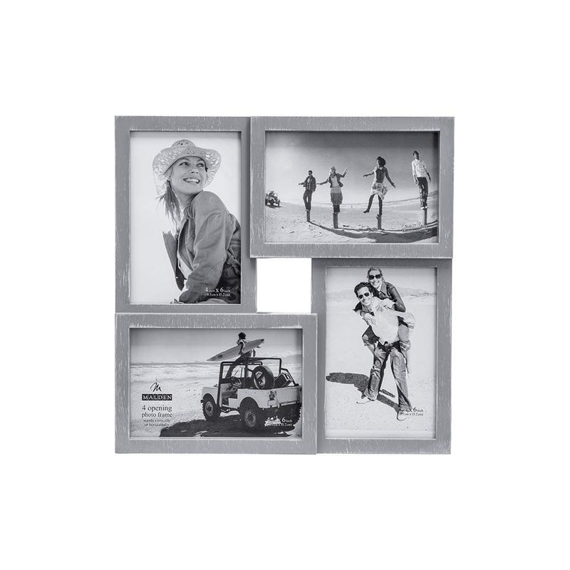 Malden International Designs Puzzle Wall Collages Berkshire Graywash Dimensional Wall Collage Picture Frame 4 Option 44x6 Gray - Image 1