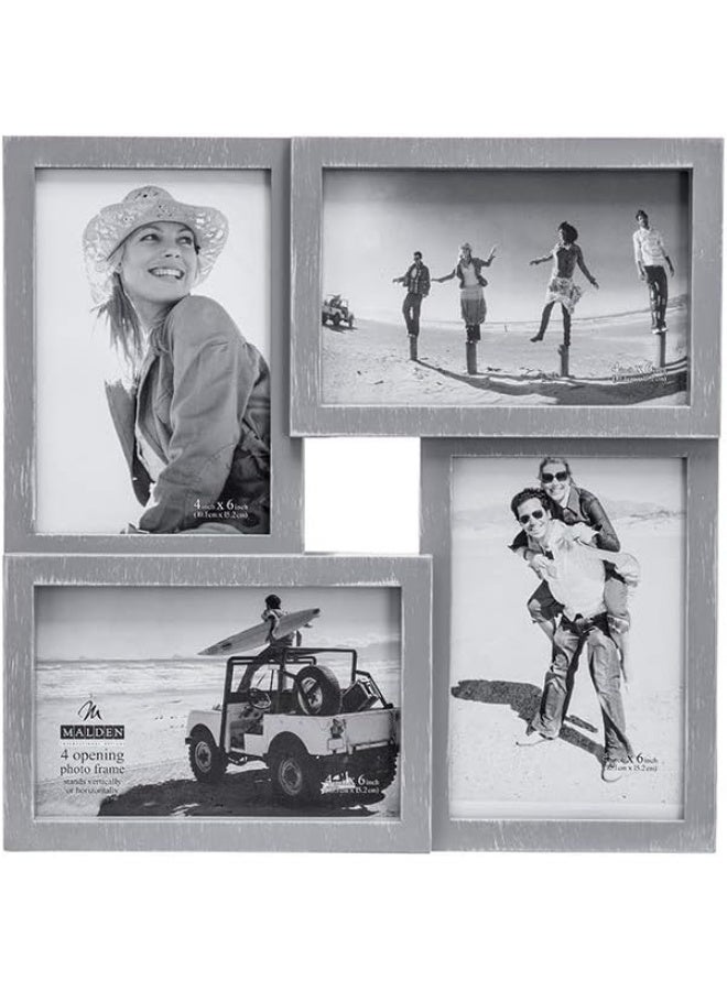 Malden International Designs Puzzle Wall Collages Berkshire Graywash Dimensional Wall Collage Picture Frame 4 Option 44x6 Gray - Image 5