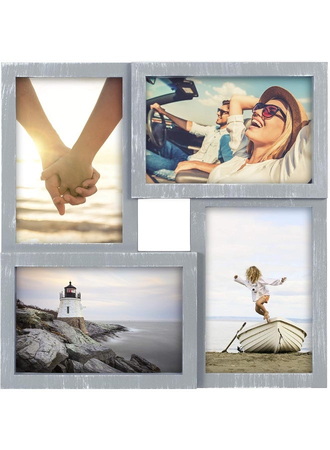 Malden International Designs Puzzle Wall Collages Berkshire Graywash Dimensional Wall Collage Picture Frame 4 Option 44x6 Gray - Image 3