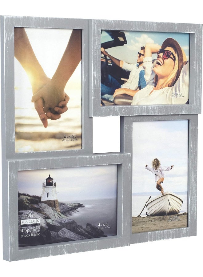 Malden International Designs Puzzle Wall Collages Berkshire Graywash Dimensional Wall Collage Picture Frame 4 Option 44x6 Gray - Image 4
