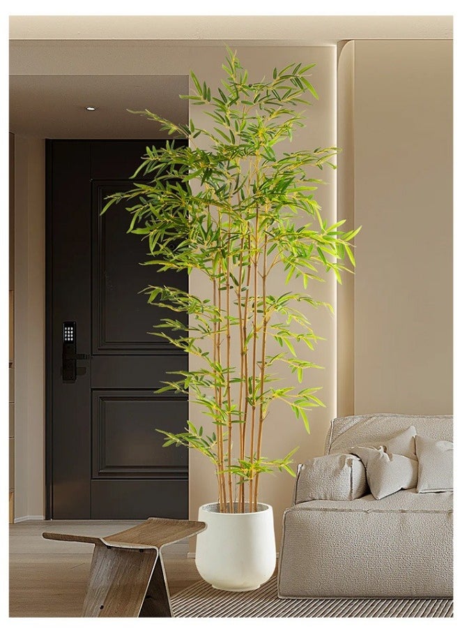 FPC Artificial Bamboo Tree, Real Touch Technology, Artificial Plant with 7 Trunks, Ideal for Home Office Indoor Decoration Equipped With Black Basin and White Stone  - Image 5